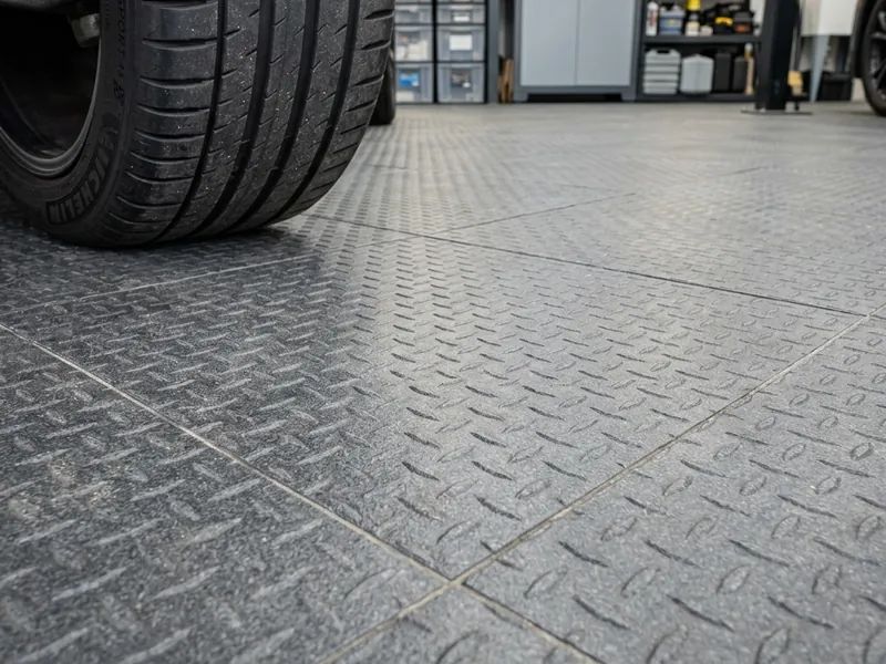 Carrelage technique antidérapant pour sol de garage professionnel