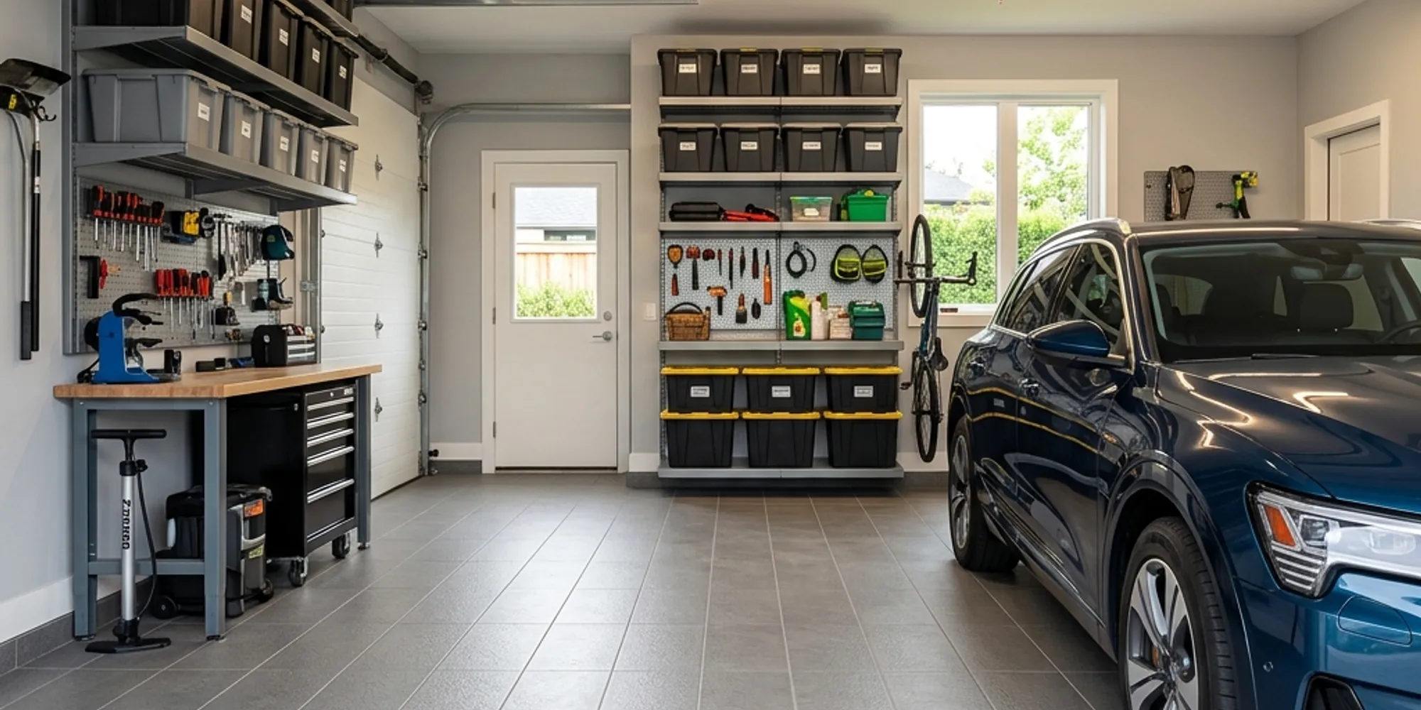 Garage avec carrelage
